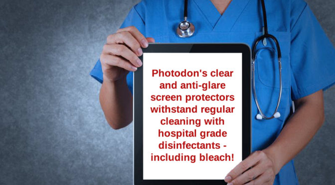 Photodon's screen protectors can be cleaned with disinfectants and bleach.