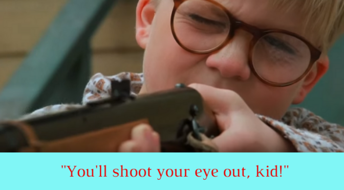 Picture of Ralphie aiming a bb gun