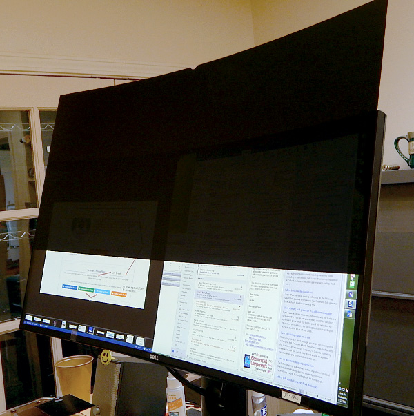 Curved Monitor with Privacy Filter Installed