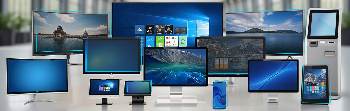 Worker using industrial monitors