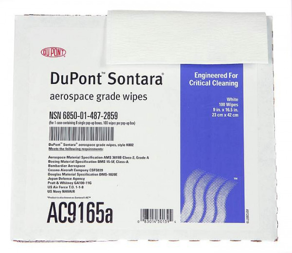 DuPont 9 x 16.5-inch Low Lint Nonwoven Wipes - 800 Count (8 Packs of 100) Image