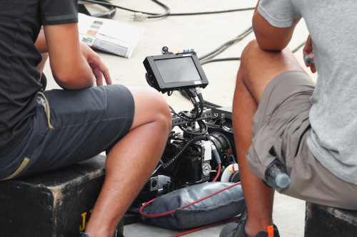 Men working on engine