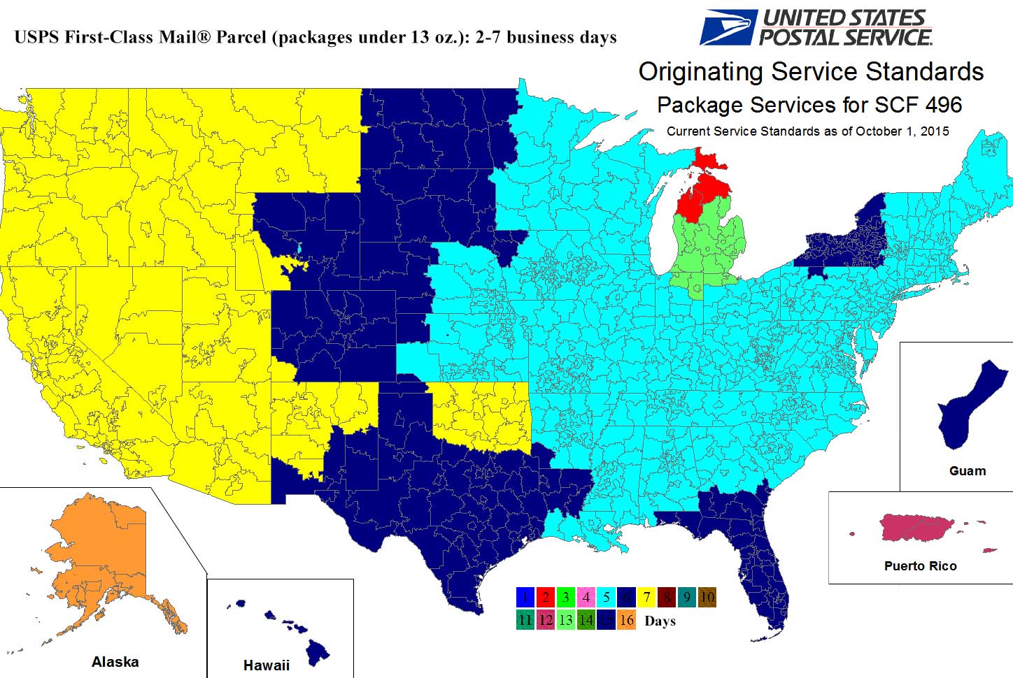 first class mail delivery time map
